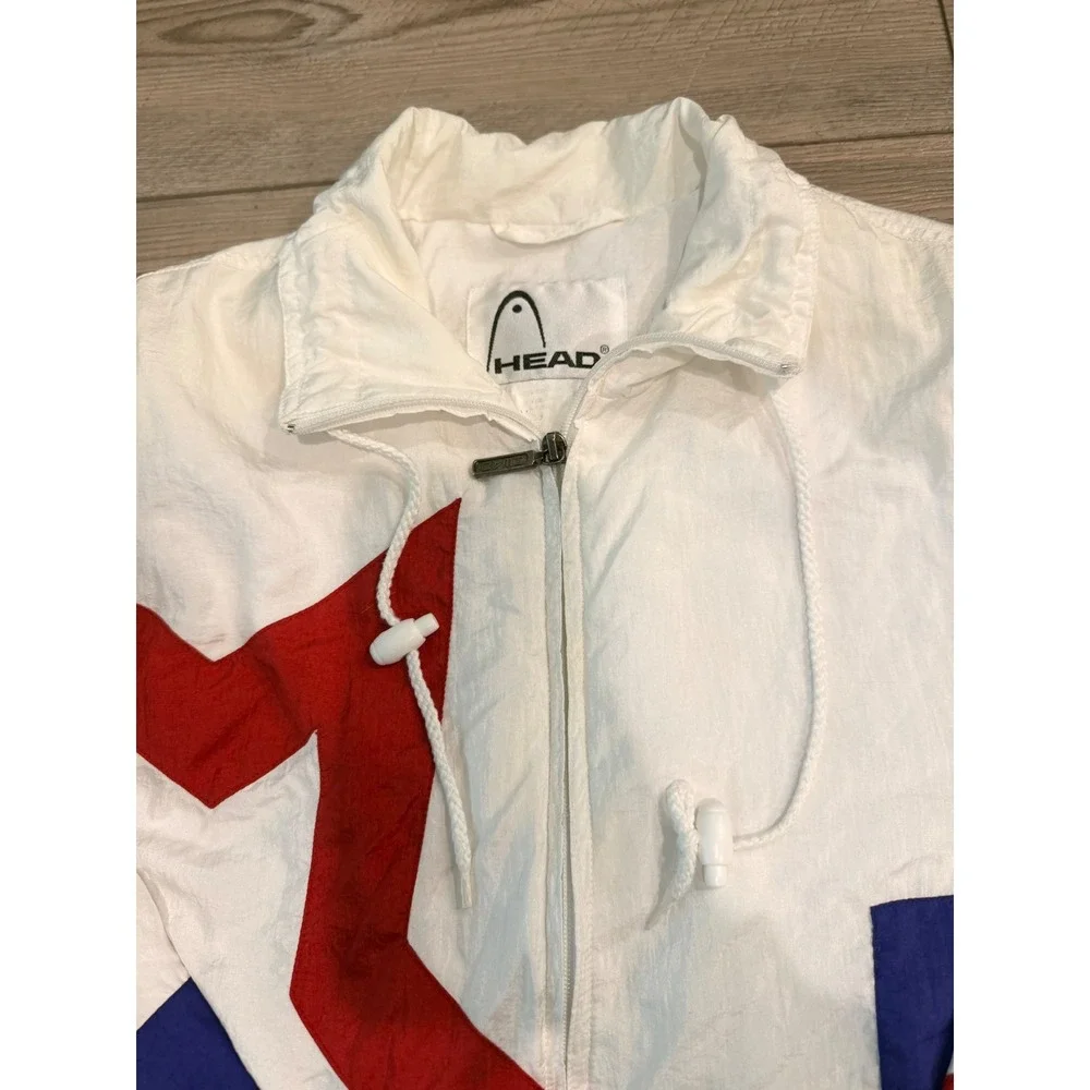 Vintage Head Windbreaker Jacket Red White Blue Star Colorblock Mens Large 90s